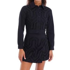 NEW ALLISON NEW YORK diamond cropped shacket in black